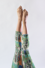 Monte Carlo Collection | Pink, Blue & Green Tropical Pattern | Colorful Women's Capri Leggings | Retro Ankle Length Leggings