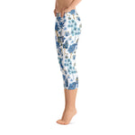 House of Holy Series | Chinoiserie White & Navy Pattern | Women's Capri Leggings - Meraki Leggings