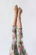 Monte Carlo Collection | Pink, Blue & Green Tropical Pattern | Colorful Women's Capri Leggings | Retro Ankle Length Leggings - Meraki Leggings